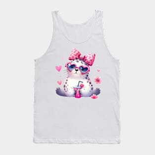 Valentine Seal Drinking Ice Cream Tank Top